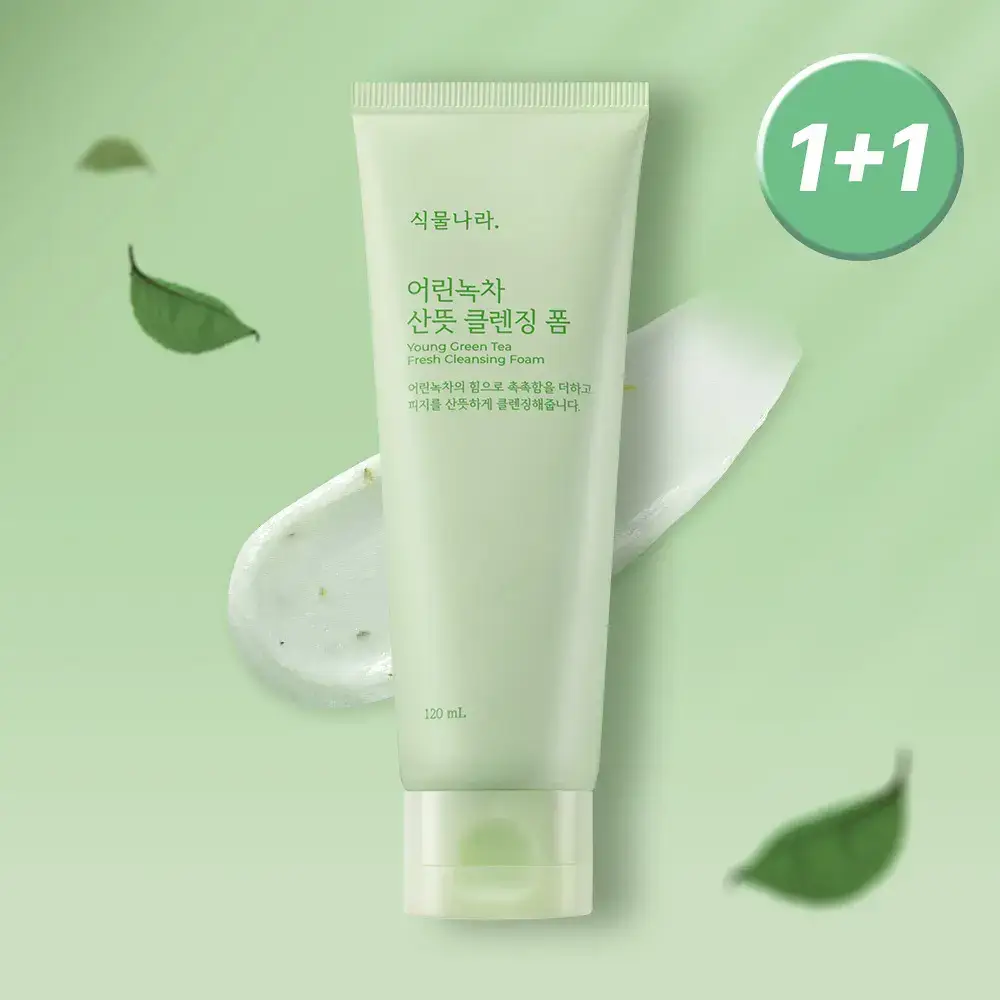 [촉촉 약산성폼] 식물나라 어린녹차 산뜻 클렌징 폼 120ml 단품/1+1기획